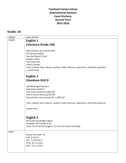 Grade: 10 English 1 Literature Grade 10A English 1. Literature G10