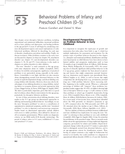 Behavioral Problems of Infancy and Preschool Children (0&ndash;5)