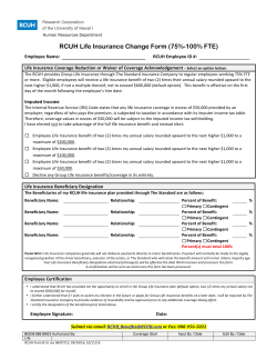 RCUH Life Insurance Change Form (75%