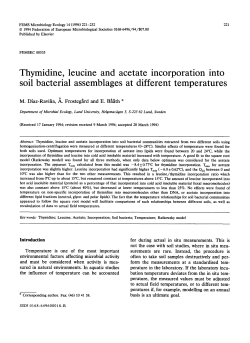 Thymidine, leucine and acetate incorporation into soil bacterial