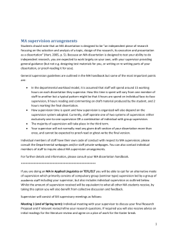MA supervision arrangements