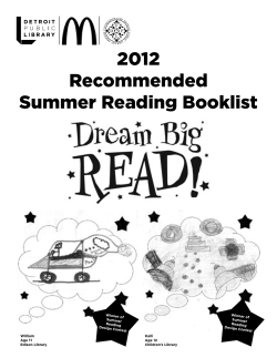 2012 Recommended Summer Reading Booklist