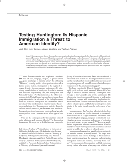 Testing Huntington: Is Hispanic Immigration a Threat to American