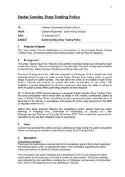 Easter Sunday Trading Policy - Thames