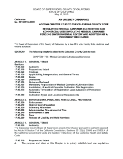 On May 10, 2016 the Board of Supervisors adopted an urgency