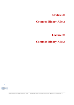 Module 26 Common Binary Alloys Lecture 26 Common