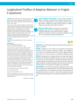 Longitudinal Proiles of Adaptive Behavior in Fragile X