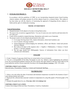 HOLIDAY HOMEWORK 2016-17 Class: VIII