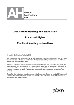 2016 French Reading and Translation Advanced Higher