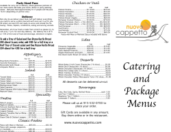 Catering and Package Menus