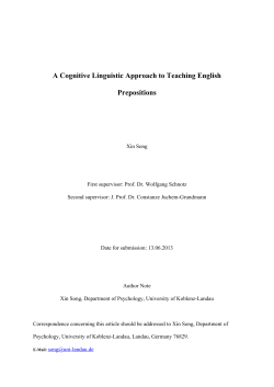 A Cognitive Linguistic Approach to Teaching English Prepositions