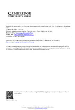 Colonial Prisons and Anti-Colonial Resistance in French Indochina