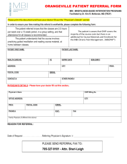 ORANGEVILLE PATIENT REFERRAL FORM 705-327-9181