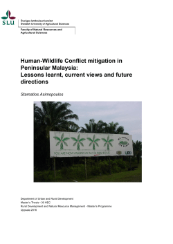 Human-Wildlife Mitigation Conflict in Peninsular Malaysia