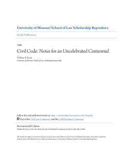 Civil Code: Notes for an Uncelebrated Centennial