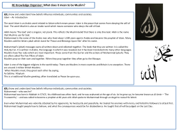 RE Knowledge Organiser: What does it mean to be Muslim?