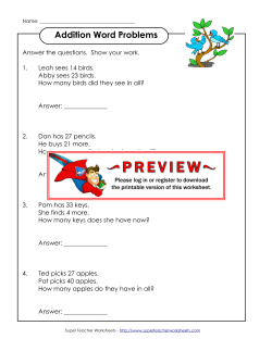 Addition Word Problems - Super Teacher Worksheets
