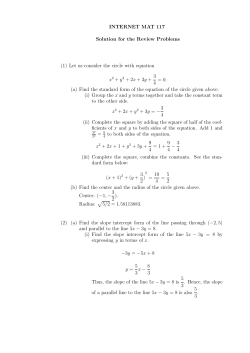 INTERNET MAT 117 Solution for the Review Problems (1) Let us