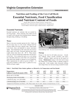 Essential Nutrients, Feed Classification and Nutrient Content of Feeds