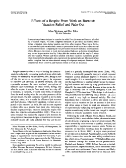 Effects of a Respite From Work on Burnout: Vacation