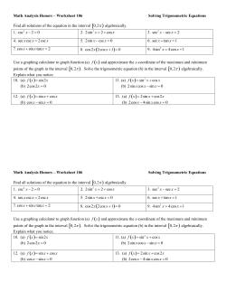 Worksheet 106 - Solving Trigonometric Equations-