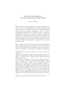 Pilgrimages: The Journal of Dorothy Richardson Studies