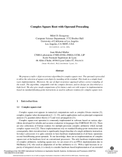 Complex square root with operand prescaling