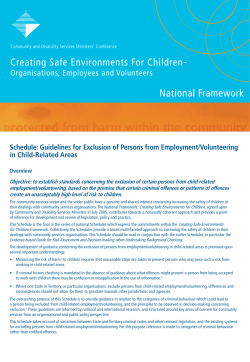 National Framework Schedule: Guidelines for exclusion of persons