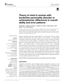 Theory of mind in women with borderline personality disorder or