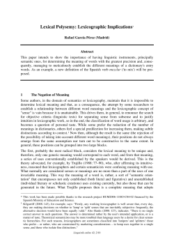 Lexical Polysemy: Lexicographic Implications