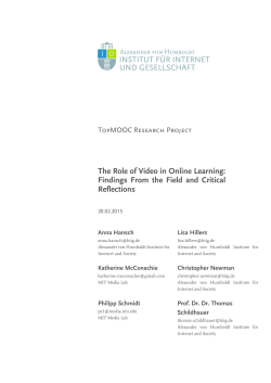 The Role of Video in Online Learning: Findings From the Field and