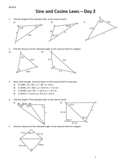 MCR3UI 1. Find the length of the indicated side, to the nearest tenth