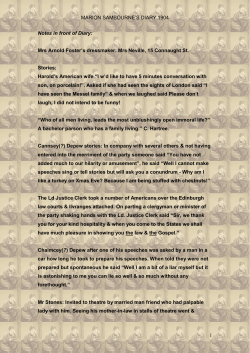 MARION SAMBOURNE`S DIARY 1904 1 Notes in front of Diary: Mrs