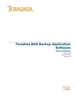 Teradata BAR Backup Application Software Release Definition