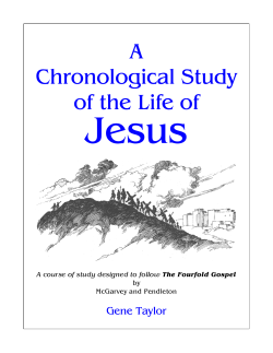 A Chronological Study Of The Life Of Jesus