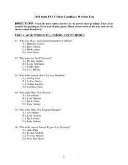 2015 State FFA Officer Candidate Written Exam