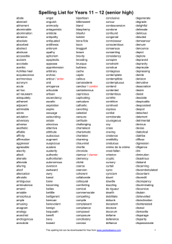Year 11-12 Spelling list - Southcity Christian School