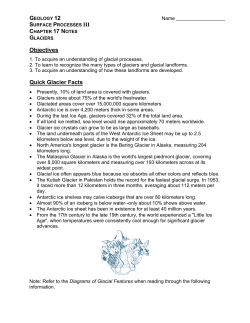 Objectives Quick Glacier Facts