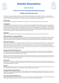 St Mary`s Mass Pupil Chaplains Staff Update