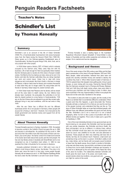Penguin Readers Factsheets Schindler`s List