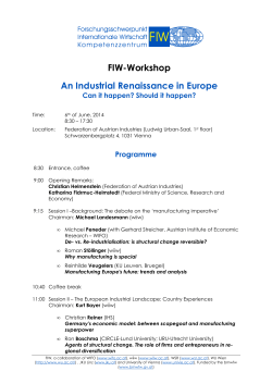 FIW Workshop: An Industrial Renaissance in Europe