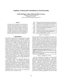Negation, Contrast and Contradiction in Text Processing
