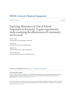 Exploring Alternatives to Out-of-School Suspension in Kentucky: A