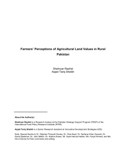 Farmers` Perceptions of Agricultural Land Values in Rural Pakistan