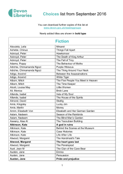 Choices list from September 2016 Fiction