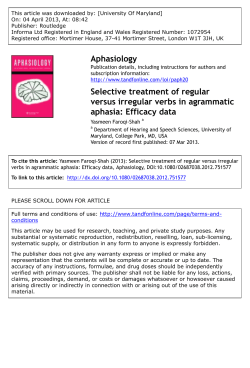 Selective treatment of regular versus irregular verbs in agrammatic