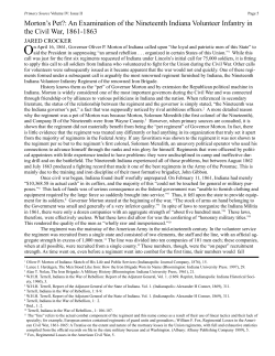 Morton`s Pet?: An Examination of the Nineteenth Indiana Volunteer