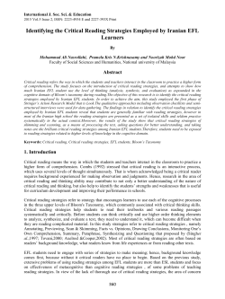 Identifying the Critical Reading Strategies Employed by Iranian EFL