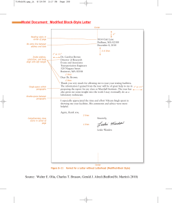 Model Document: Modified Block-Style Letter Source: Walter E. Oliu