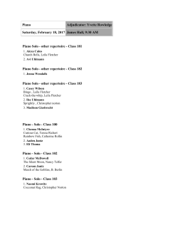 Piano Adjudicator: Yvette Rowledge Saturday, February